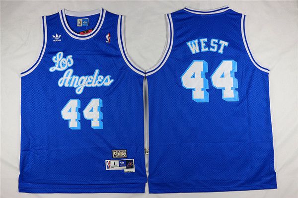 Men Los Angeles Lakers 44 West Blue Throwback NBA Jerseys